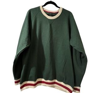 Russell Athletic Green with Cream/Red Stripe Crewneck Sweater